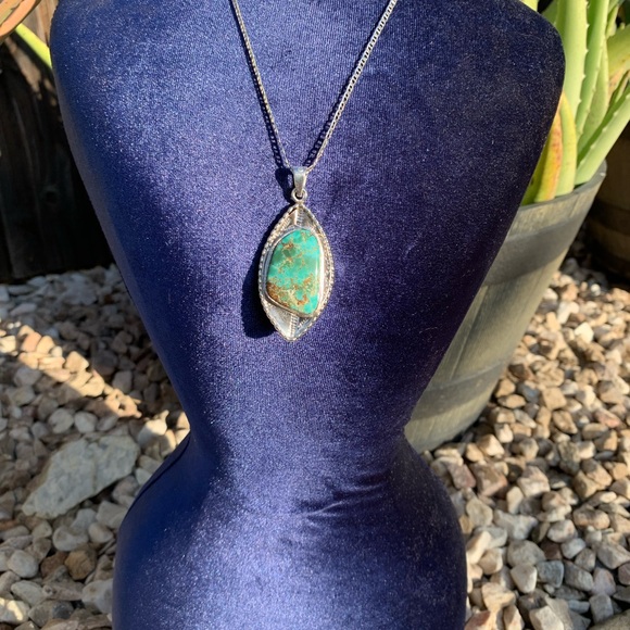 Silver Necklace with Turquoise Pendant - Picture 5 of 16